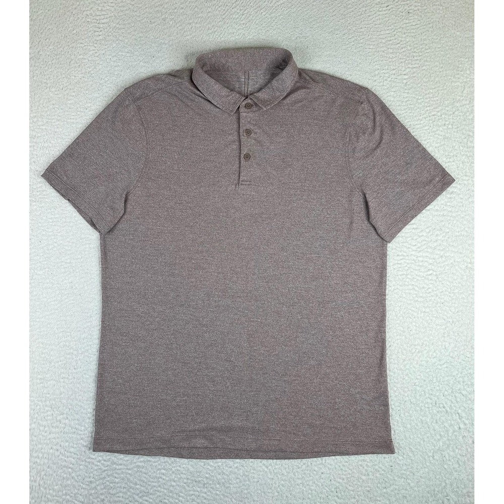 Lululemon Mens Large Purple Heather Golf Performance Jersey Knit Polo Shirt